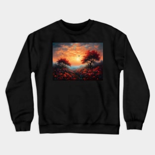 Spring landscape with a beautiful flowering trees. Crewneck Sweatshirt